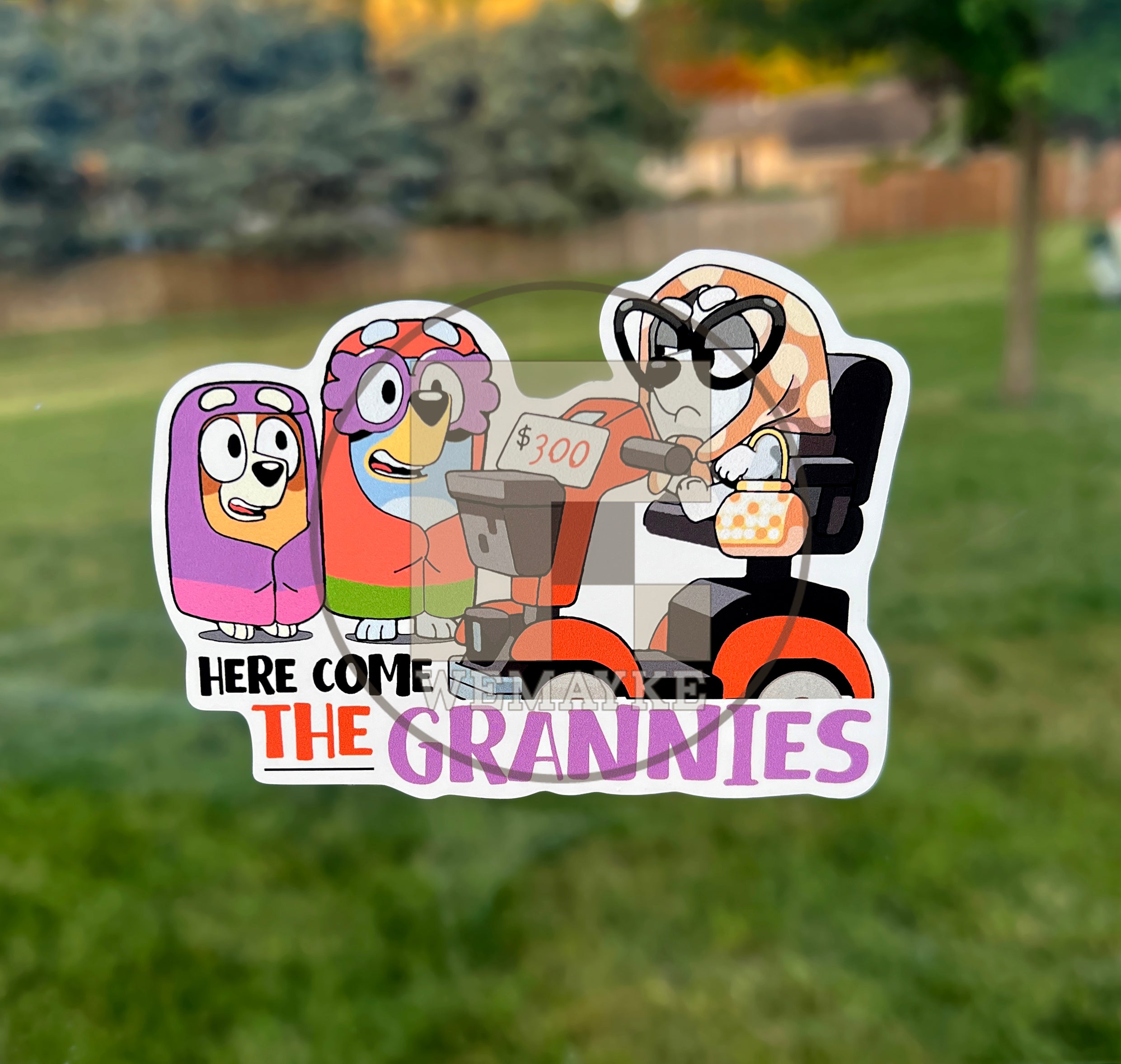 (B19) Here come the Grannies - Dog Family Decal / Sticker